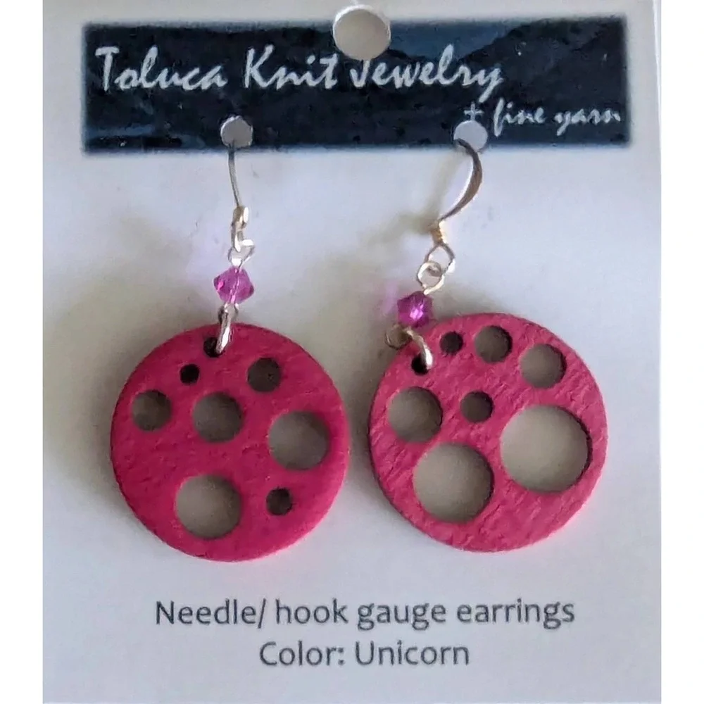 Toluca Knit Jewelry Needle Hook Gauge Earrings Unicorn Purple‎ Wood
